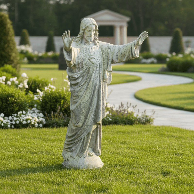 Jesus Sacred Heart Blessing Statue (60 - Inch) Side Angle