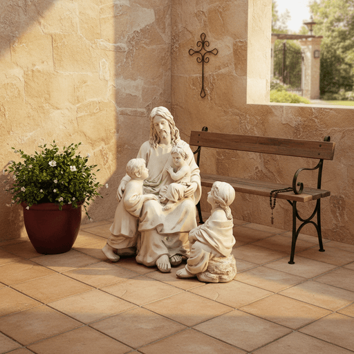 Jesus with Children Statue (34 - Inch) Side Angle