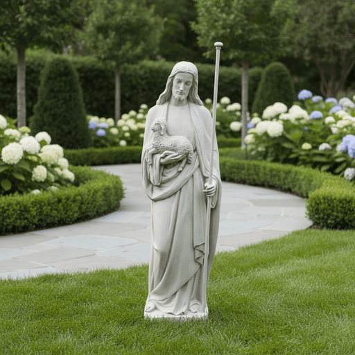 Jesus with Lamb Religious Statue (60 - Inch) Side Angle