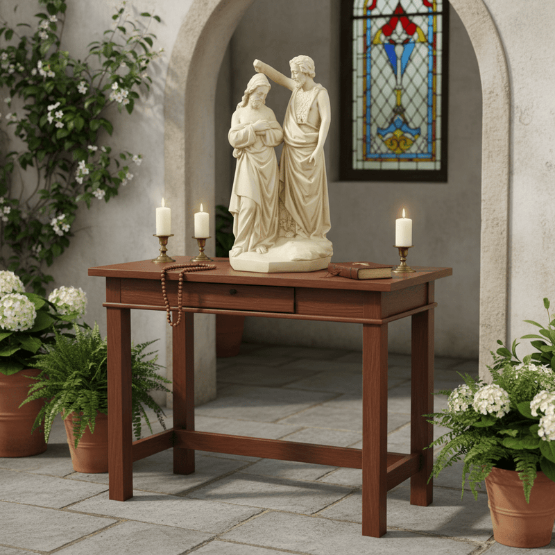 John Baptizing Christ Religious Statue (21 - Inch) Side Angle
