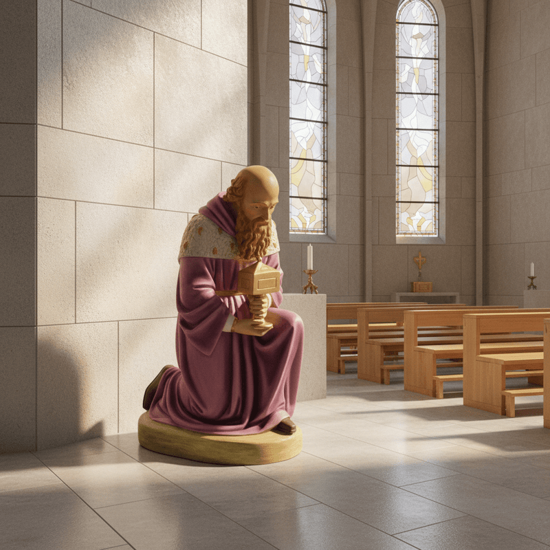 King Gold Offering Religious Statue (28 - Inch) Side Angle