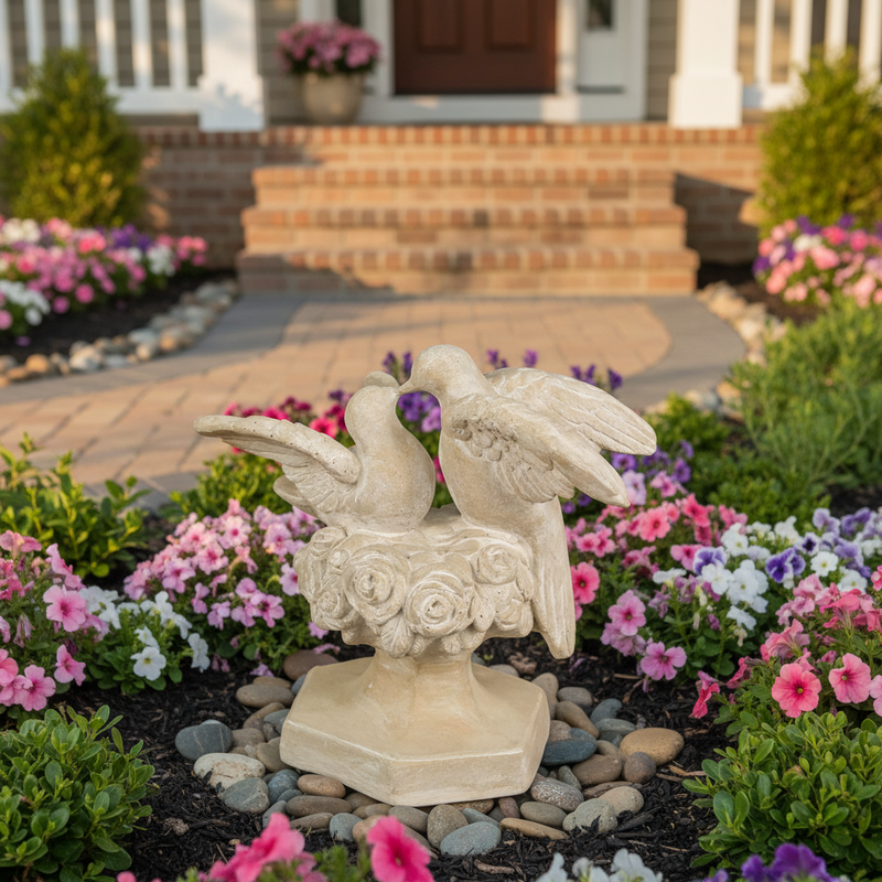 Kissing Doves Bird Garden Statue (14-Inch)