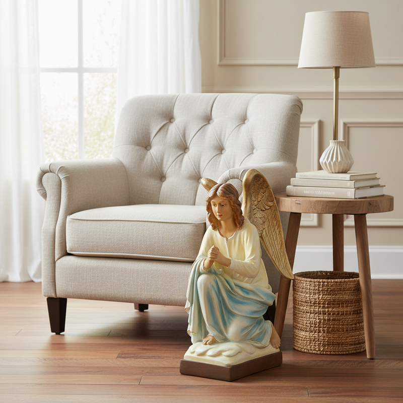 Kneeling Ange Outdoor Statue (26-Inch)