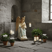 Kneeling Ange Outdoor Statue (26 - Inch) Side Angle