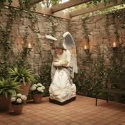 Kneeling Angel Outdoor Statue (56 - Inch) Side Angle