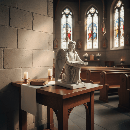 Kneeling Angel With Bowl Outdoor Statue (19 - Inch) Side Angle