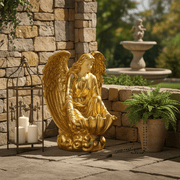 Kneeling Angel With Bowl Outdoor Statue (34 - Inch) Side Angle