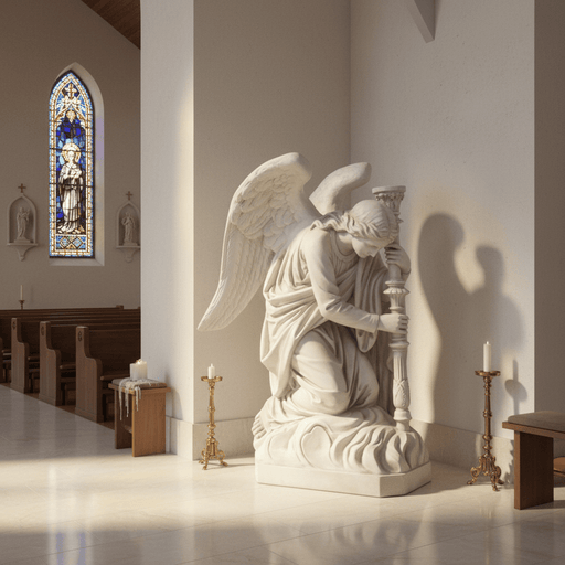 Kneeling Angel With Candlestick Garden Statue (35-Inch)