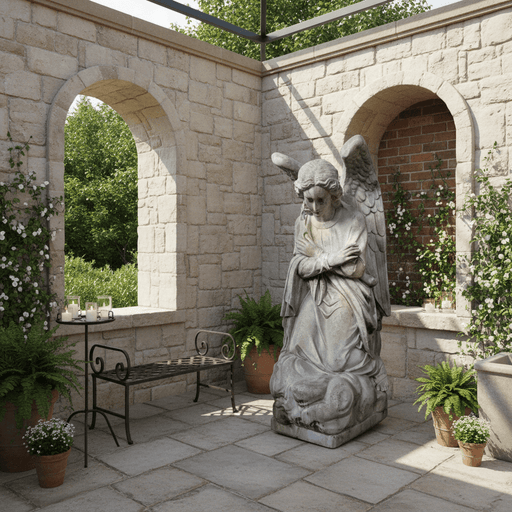 Kneeling Prayer Angel Catholic Statue (56 - Inch) Side Angle