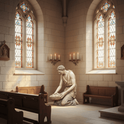 Kneeling Shepherd Religious Statue (42 - Inch) Side Angle