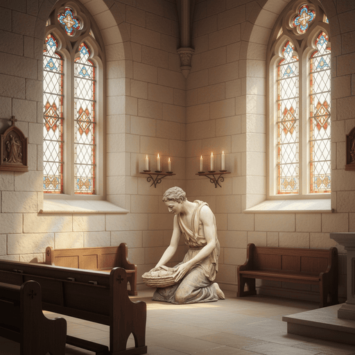 Kneeling Shepherd Religious Statue (42 - Inch) Side Angle