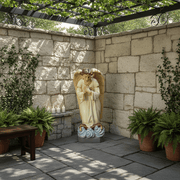 Kneeling Sorrowful Angel Outdoor Statue (27 - Inch) Side Angle
