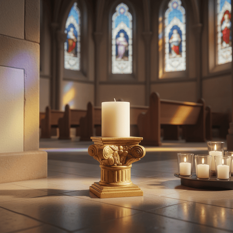 Kyle Riser Religious Candleholder Statue (6 - Inch) Side Angle