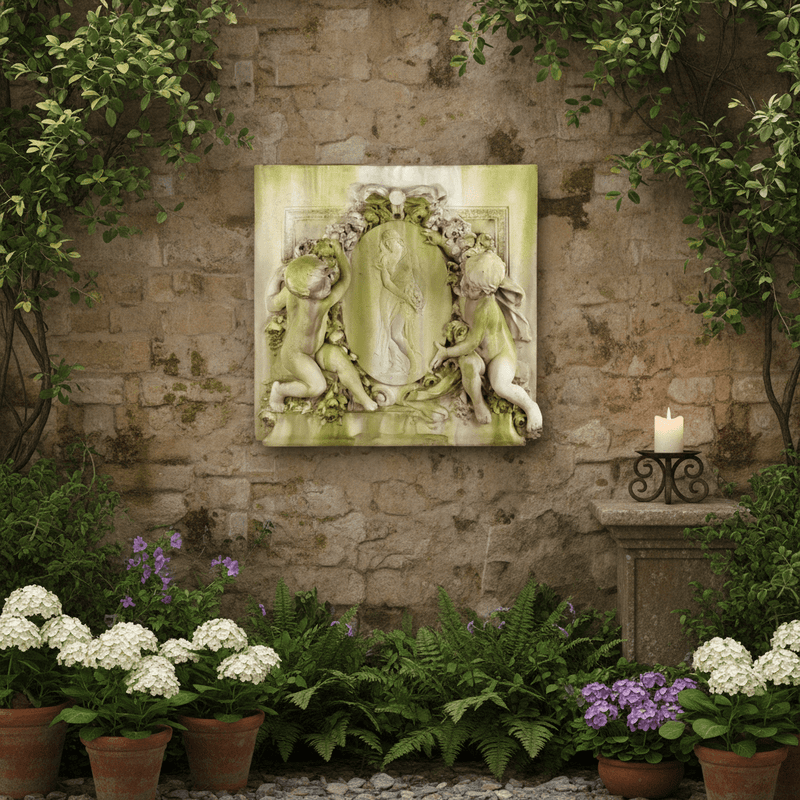 Labelle Demoiselle Cherub Outdoor Statue (39 - Inch) Side Angle