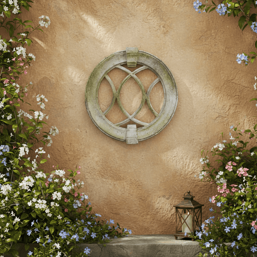 Laced Round Frame Outdoor Plaque (18.7 - Inch) Side Angle