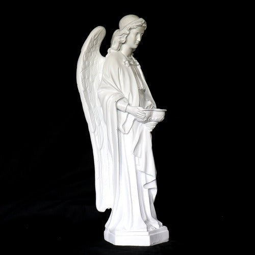 Large Winged Ceremonial Angel with Bowl Outdoor Statue (25-Inch)