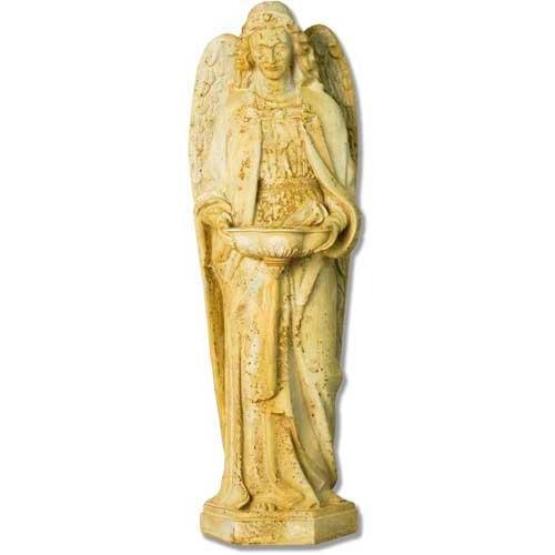 Large Winged Ceremonial Angel with Bowl Outdoor Statue (25 - Inch)