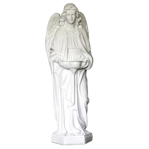 Large Winged Ceremonial Angel with Bowl Outdoor Statue (25-Inch)