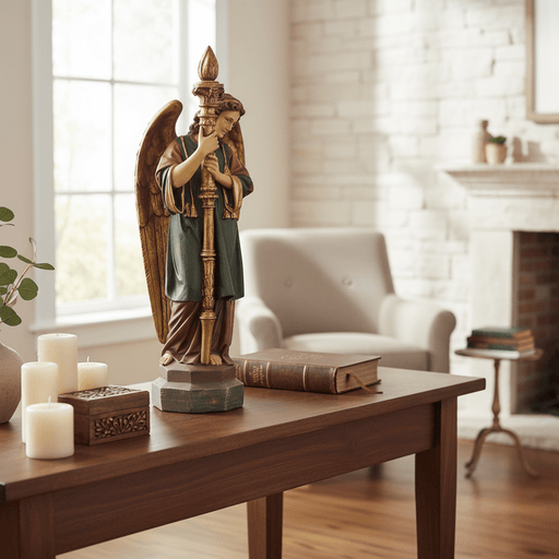 Large Winged Guardian Angels with Candleholder (27-Inch)