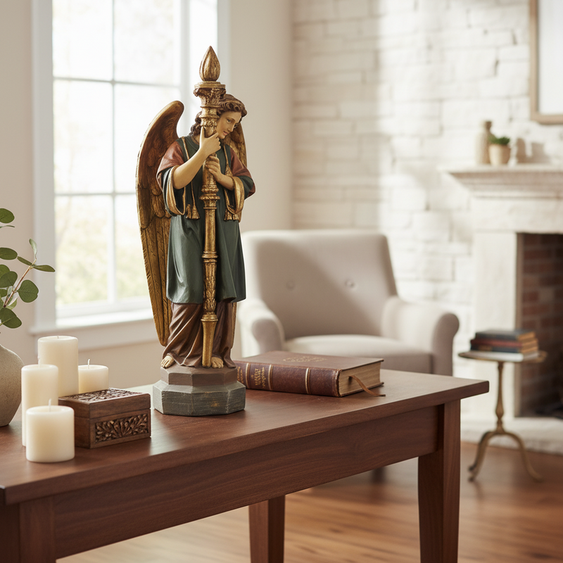 Large Winged Guardian Angels with Candleholder (27-Inch)