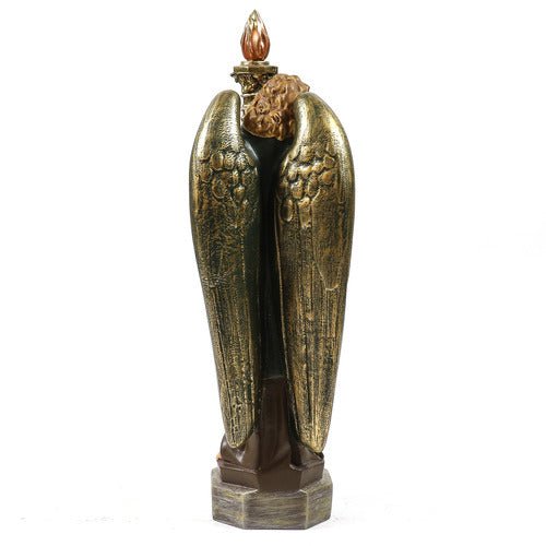 Large Winged Guardian Angels with Candleholder Outdoor Statue (27 - Inch) Additional Angle