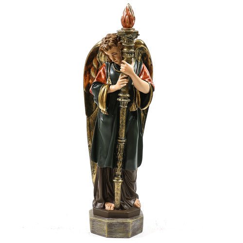Large Winged Guardian Angels with Candleholder Outdoor Statue (27 - Inch) Side View