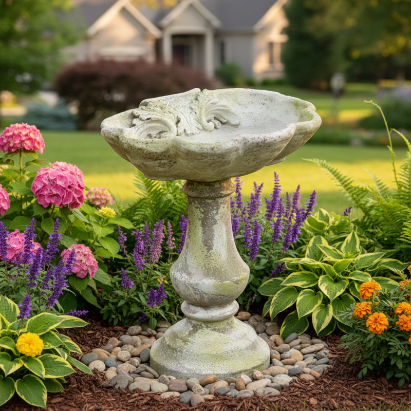 Largo Birdbath Statue (28 - Inch) Side Angle