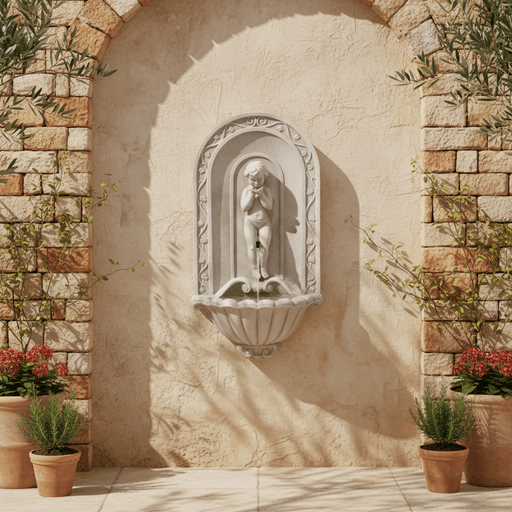 Lifesize Blowing Kiss Wall Fountain (40 - Inch) Side Angle