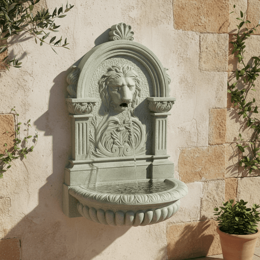 Lifesize Le Grande Lion Wall Fountain (58 - Inch) Side Angle