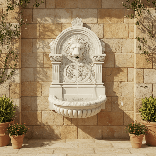 Lifesize Le Grande Lion Wall Fountain (58 - Inch) Side Angle