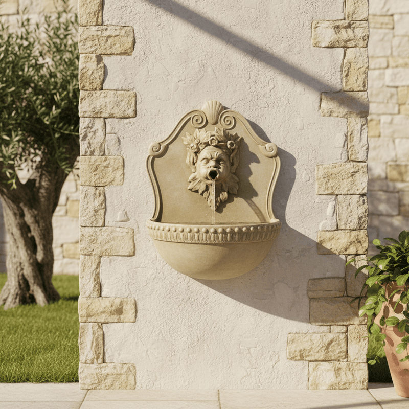 Lifesize Saint Eteinne Cherub Fount Wall Fountain (42 - Inch) Side Angle