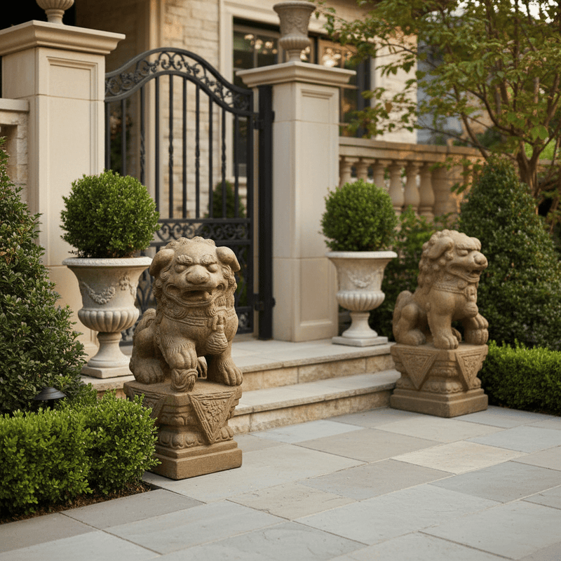 Lion Garden Statue (18 - Inch) Side Angle