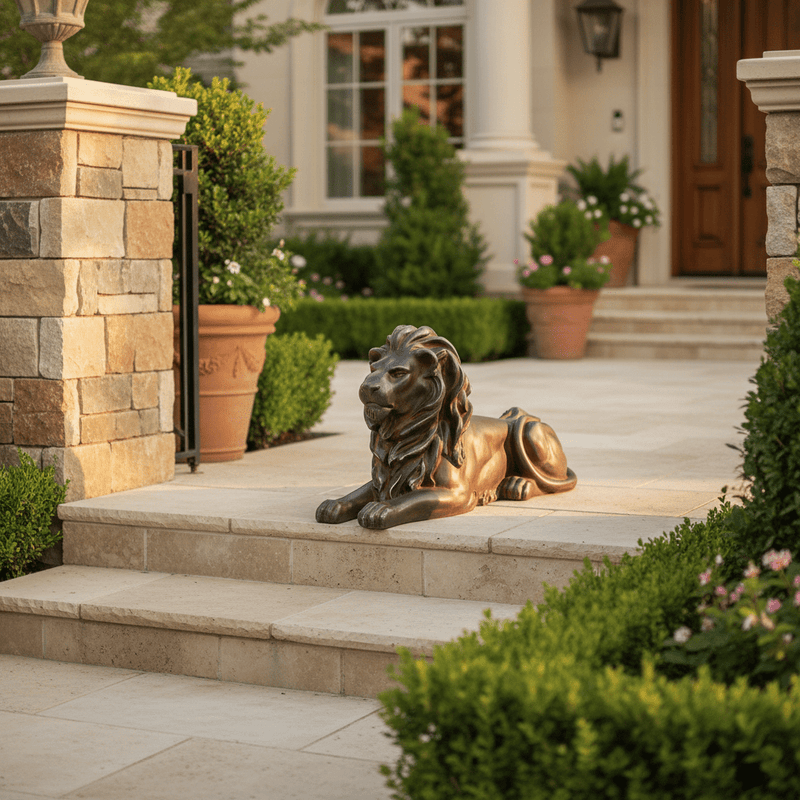 Lion Garden Statue (21 - Inch) Side Angle