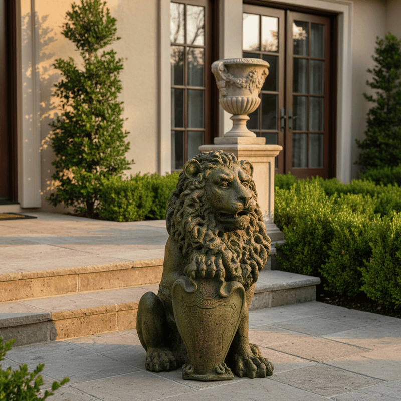Lion Garden Statue (26 - Inch) Side Angle