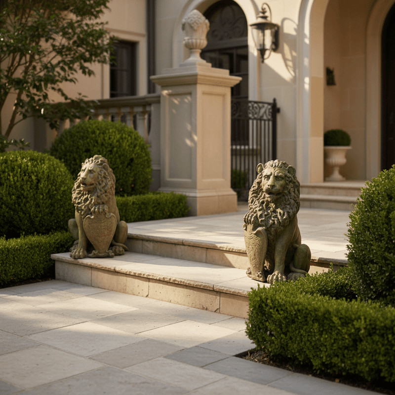 Lion Garden Statue (26 - Inch) Side Angle