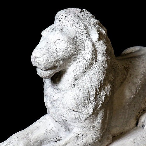 Lion Garden Statue (32 - Inch) Side Angle View