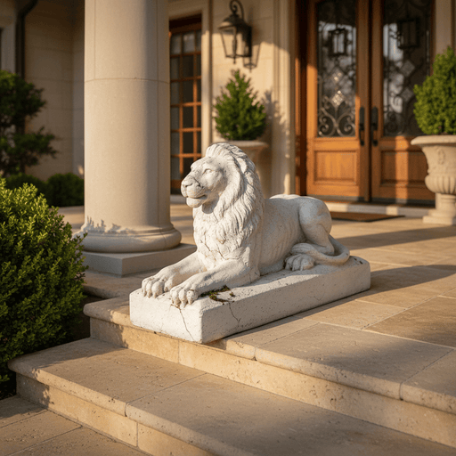Lion Garden Statue (32 - Inch) Side Angle