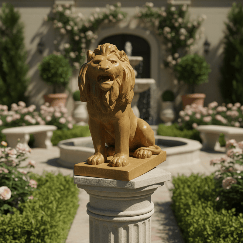 Lion Garden Statue (36 - Inch) Side Angle