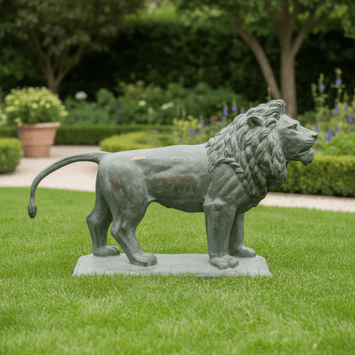 Lion Garden Statue (42 - Inch) Side Angle