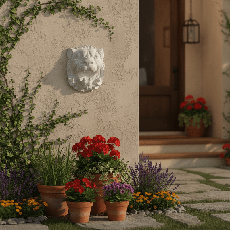 Lion Garden Statue (8 - Inch) Side Angle