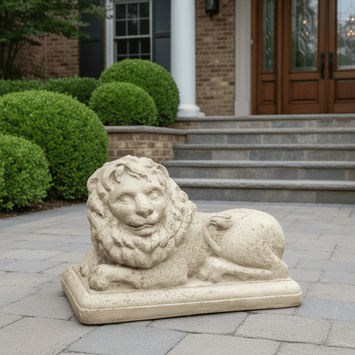 Lion Garden Statue Facing Left (7.5 - Inch) Side Angle