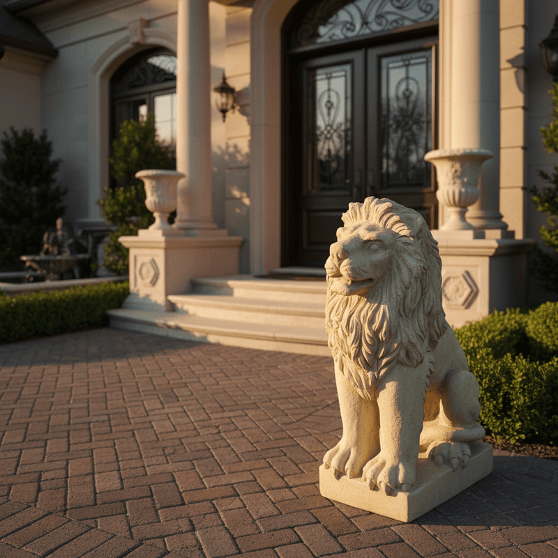 Lion Guard Garden Statue (16 - Inch) Side Angle
