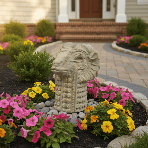Llama Head Garden Statue (12 - Inch) Side Angle