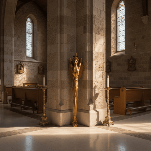 Longfooted Religious Candleholder Statue (29 - Inch) Side Angle
