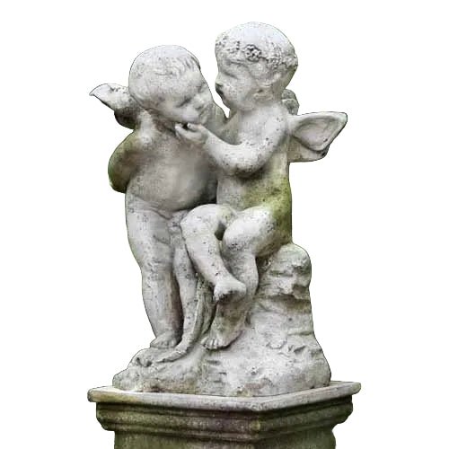 Loving Winged Cherubs Outdoor Statue (21 - Inch)