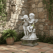 Loving Winged Cherubs Outdoor Statue (21 - Inch) Side Angle