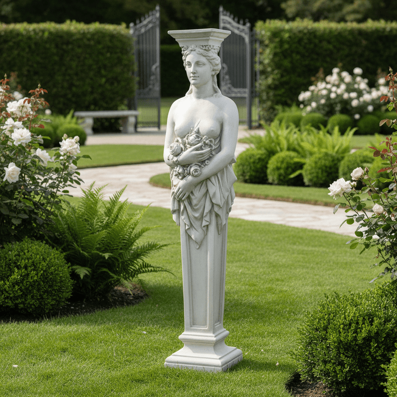 Lugano Caryatid Outdoor Statue (66 - Inch) Side Angle