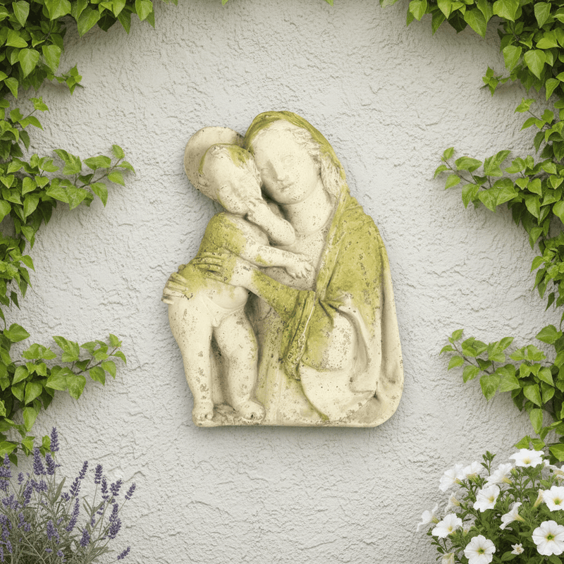 Madonna & Child Garden Plaque (13.0 - Inch) Side Angle