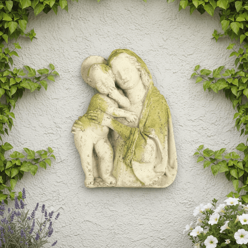 Madonna & Child Garden Plaque (13.0 - Inch) Side Angle
