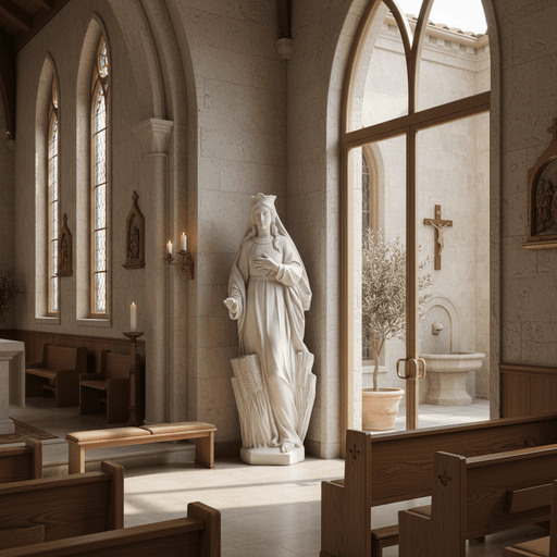 Madonna of the Prairie Religious Mary Statue (62 - Inch) Side Angle
